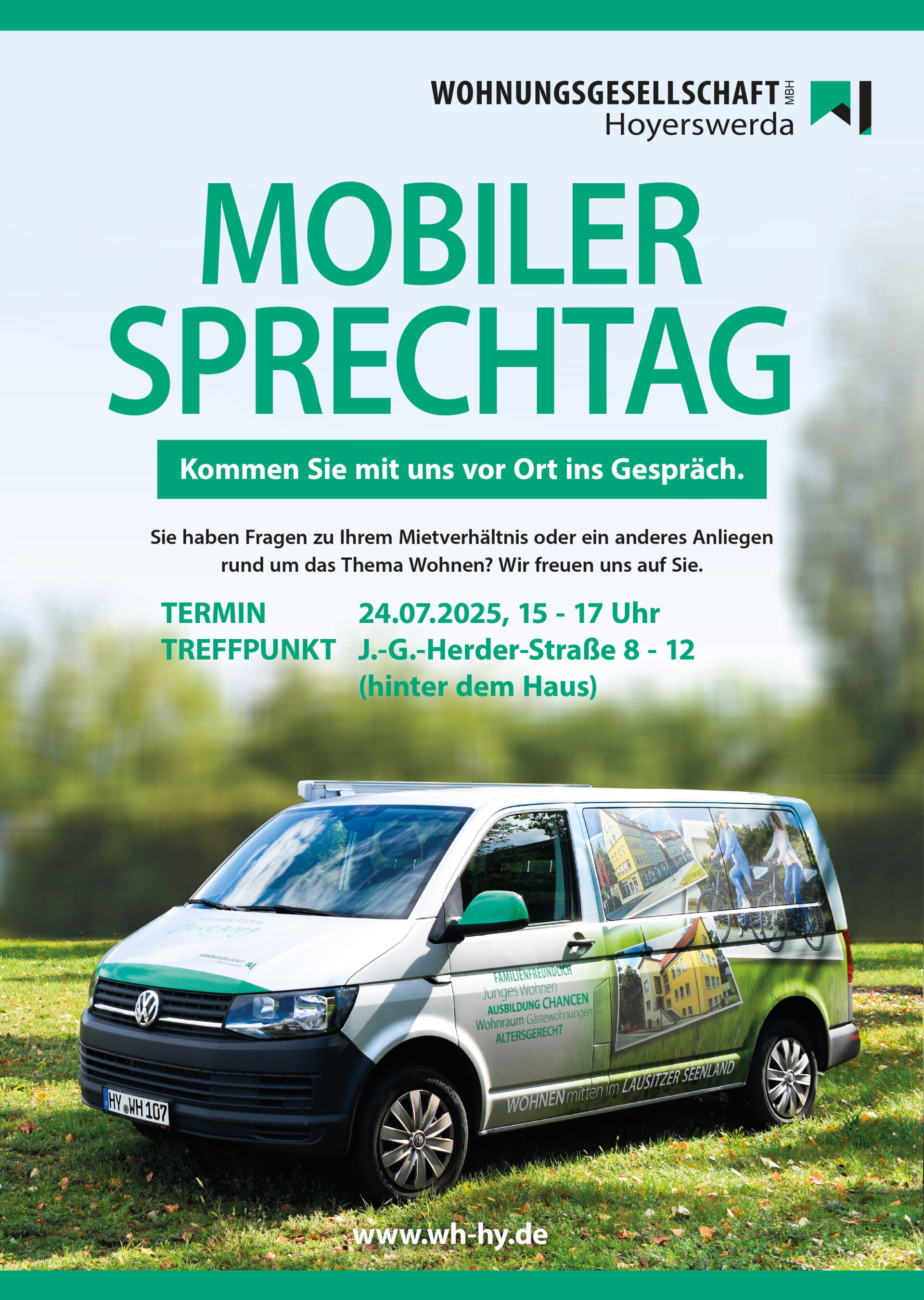 Aushang zum mobilen Sprechtag am 24.07.2025 der WH-HY